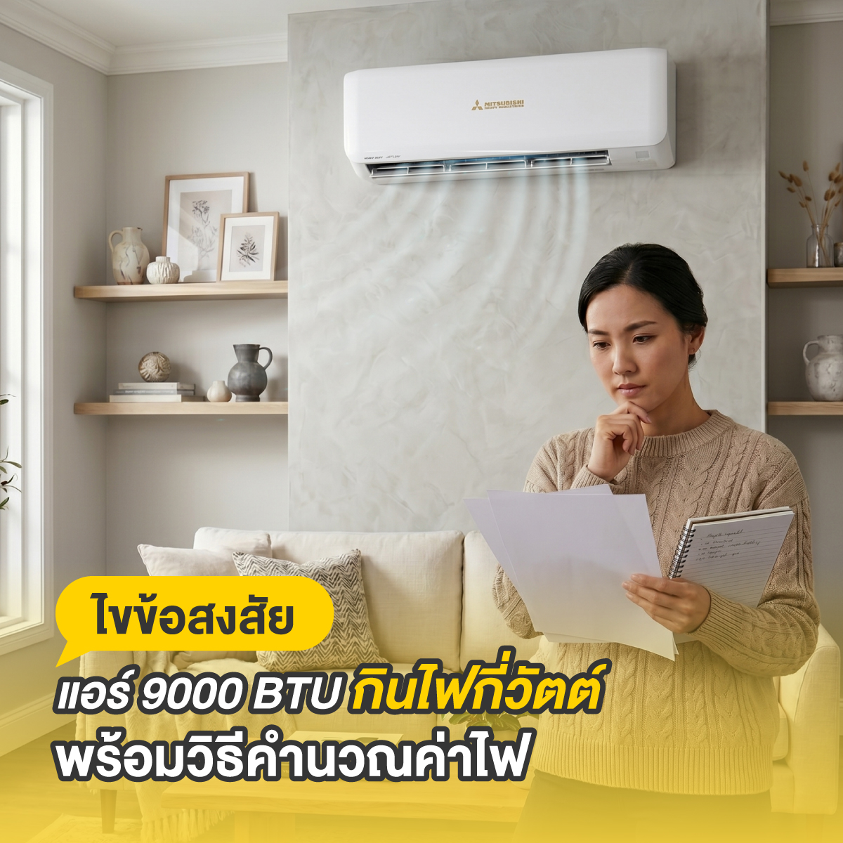 แอร์ 9000 btu กินไฟกี่วัตต์